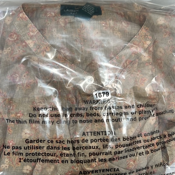 Lauren Ralph Lauren Jeans Co. Ruffle Floral Prairie Blouse Willow Bark - Picture 7 of 8